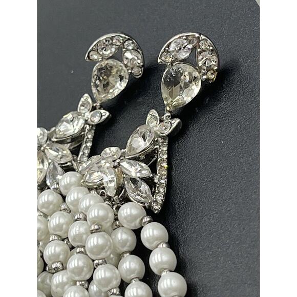 Jenny Packham Designer Wedding Dare To Shine Crystal White Pearl Dangle Earring - Picture 6 of 12